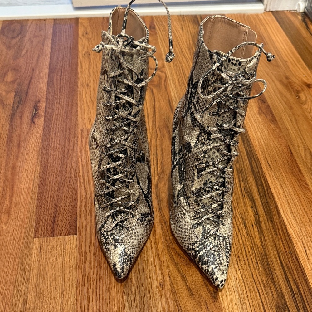 SCHUTZ Snakeskin Lace-Up Boots